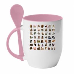Чашка с ложкой Коты мем. - PrintSalon