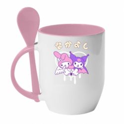 Чашка с ложкой Kuromi and My Melody - PrintSalon