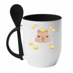 Чашка с ложкой Морда капибары - PrintSalon