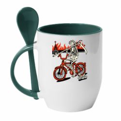 Чашка с ложкой Смерть с косой в винке! Горящий кремль