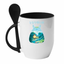 Чашка с ложкой Тоторо на рыбалке - PrintSalon