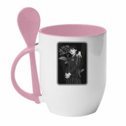 Чашка з ложкою Уэнсдэй | Венздей | Wednesday adams.. - PrintSalon