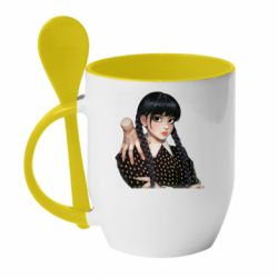 Чашка с ложкой Венсдей и Вещь