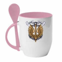 Чашка с ложкой Верный всегда! морская пехота Украины - PrintSalon