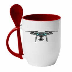 Чашка с ложкой Уверенный дрон - PrintSalon
