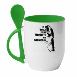 Чашка с ложкой Wednesday girl - PrintSalon