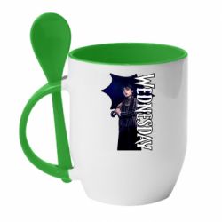 Чашка с ложкой Wendesday Addams - PrintSalon