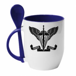 Чашка з ложкою Завжди перші - емблема ДШВ - PrintSalon