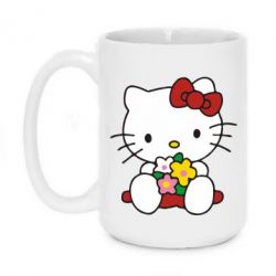 Чашка 420ml Kitty с букетиком - PrintSalon