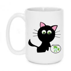 Чашка 420ml Кошечка и аквариум - PrintSalon