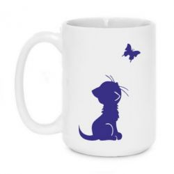 Чашка 420ml котик и бабочка - PrintSalon