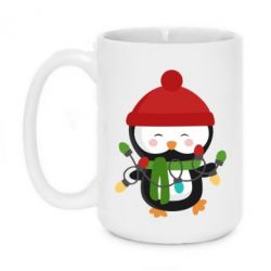 Чашка 420ml Пингвин с гирляндой - PrintSalon