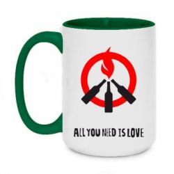Чашка двухцветная 420ml All you need is love (Коктейль Молотова) - PrintSalon