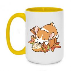 Чашка двухцветная 420ml Autumn Corgi - PrintSalon