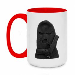 Кружка двухцветная 420ml Балаклава с пистолетом - PrintSalon