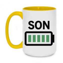Чашка двухцветная 420ml Battery son - PrintSalon