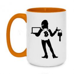 Чашка двухцветная 420ml Bitcoin and money - PrintSalon