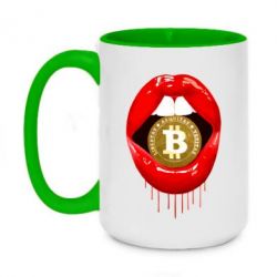 Чашка двухцветная 420ml Bitcoin in the teeth - PrintSalon