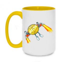 Чашка двухцветная 420ml Bitcoin into space - PrintSalon