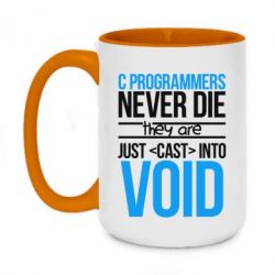 Чашка двухцветная 420ml C programmers never die they are just cast into void - PrintSalon