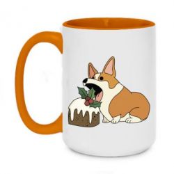 Чашка двокольорова велика Corgi loves winter holidays - PrintSalon