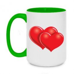 Чашка двухцветная 420ml Два сердца - PrintSalon