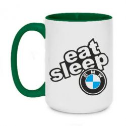 Чашка двухцветная 420ml Eat, sleep, BMW - PrintSalon