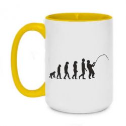Чашка двухцветная 420ml Эволюция рыбака - PrintSalon