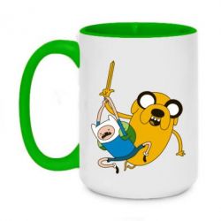 Чашка двухцветная 420ml Фин и Джейк "Атака" - PrintSalon