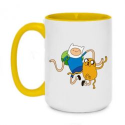 Чашка двухцветная 420ml Фин и Джейк танцуют 2-PrintSalon Чашка двухцветная 420ml Фин и Джейк танцуют 2