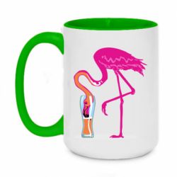 Чашка двухцветная 420ml Flamingo drinks beer - PrintSalon
