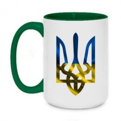Чашка двокольорова велика Герб на фоні прапора - PrintSalon