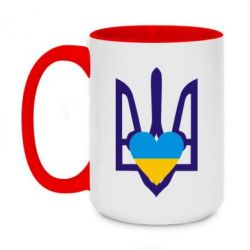 Чашка двухцветная 420ml Герб з серцем - PrintSalon