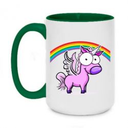 Чашка двухцветная 420ml Глазастый единорог - PrintSalon