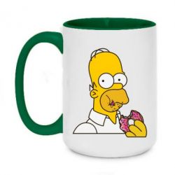Чашка двухцветная 420ml Гомер любит пончики - PrintSalon