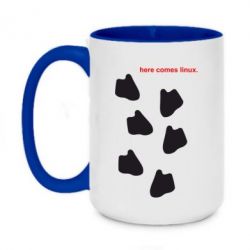 Чашка двокольорова велика Here comes Linux - PrintSalon
