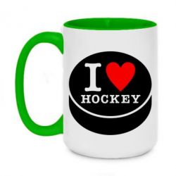 Чашка двухцветная 420ml I love hockey - PrintSalon