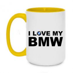 Чашка двухцветная 420ml I love my BMW - PrintSalon