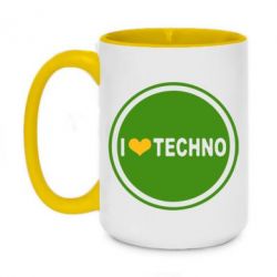 Чашка двокольорова велика I love techno music - PrintSalon