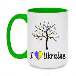 Чашка двухцветная 420ml I love Ukraine дерево - PrintSalon