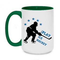 Чашка двухцветная 420ml I play hockey - PrintSalon
