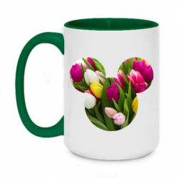 Чашка двухцветная 420ml Inner world flowers mickey mouse - PrintSalon