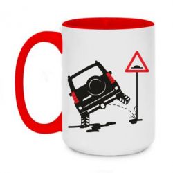 Чашка двухцветная 420ml Jeep pissing on the sign - PrintSalon