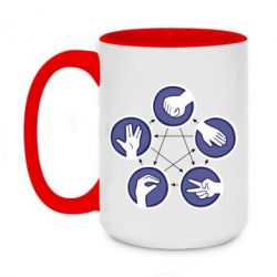 Чашка двокольорова велика Камінь, ножиці, папір, ящірка, спок - PrintSalon