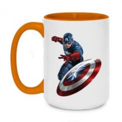 Чашка двухцветная 420ml Капитан Америка-PrintSalon Чашка двухцветная 420ml Капитан Америка