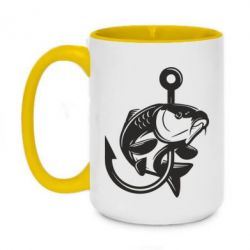 Чашка двухцветная 420ml Карп на крючке - PrintSalon