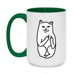 Чашка двухцветная 420ml Кот с факом - PrintSalon