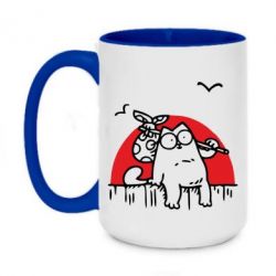 Чашка двухцветная 420ml Кот Саймона на фоне заката - PrintSalon