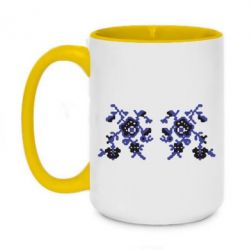 Чашка двухцветная 420ml Квітковий орнамент - PrintSalon