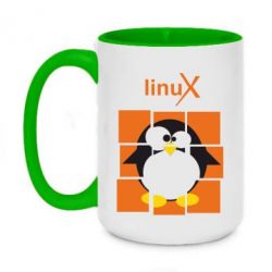 Чашка двокольорова велика Linux pinguine - PrintSalon